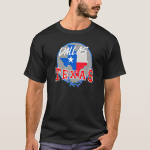 Camiseta Dallas Texas en rojo blanco y azul flor de bonete