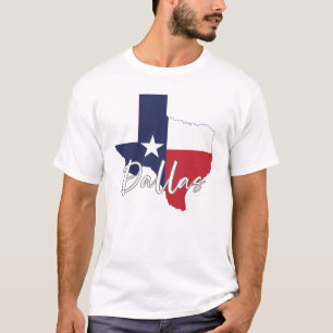 Camiseta Dallas, Texas Flag Map Men's White