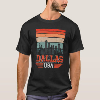 Camiseta Dallas Texas USA Retro Vintage Sunset Skyline Dall