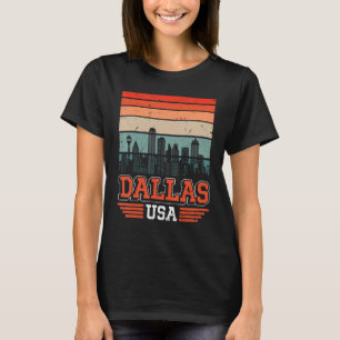 Camiseta Dallas Texas USA Retro Vintage Sunset Skyline Dall