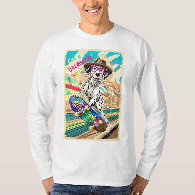 Camiseta Dalmacia en una misión: Skateboarding Dog T-Shirt (Anverso)