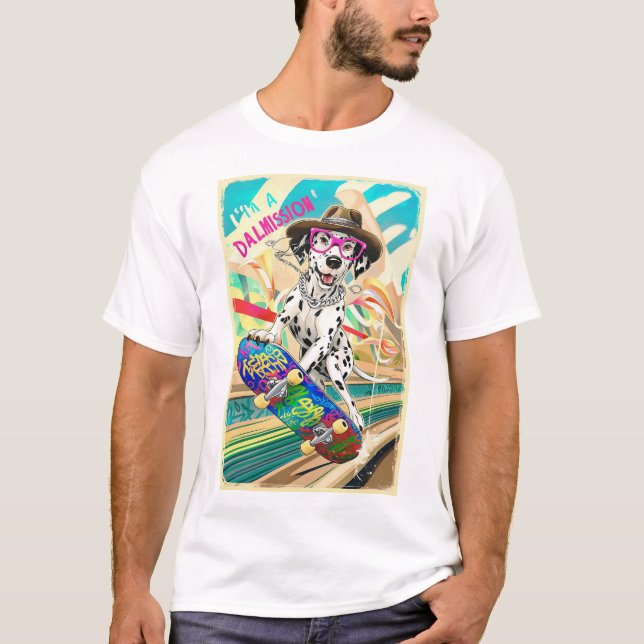 Camiseta Dalmacia en una misión: Skateboarding Dog T-Shirt (Anverso)