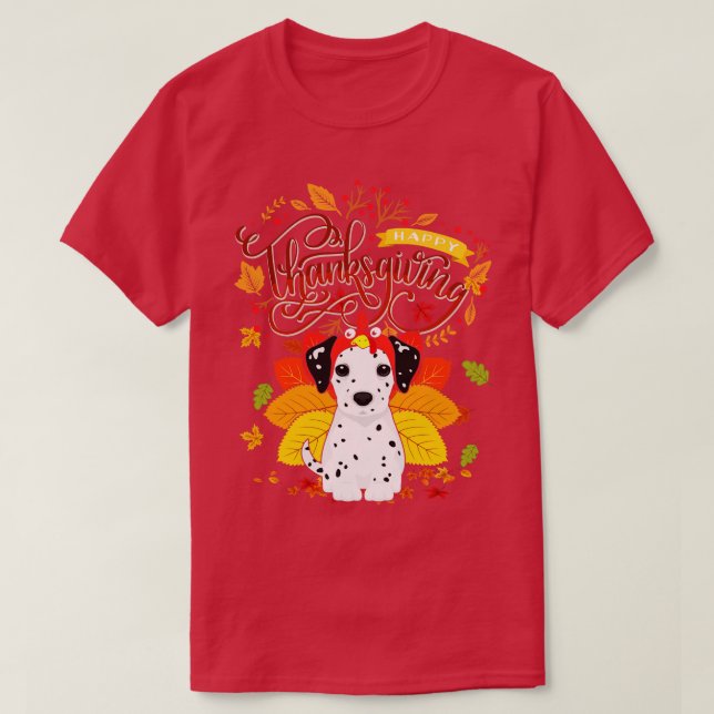 Camiseta Dalmacia llevando Gorra turco otoño Thanksgiv (Diseño del anverso)