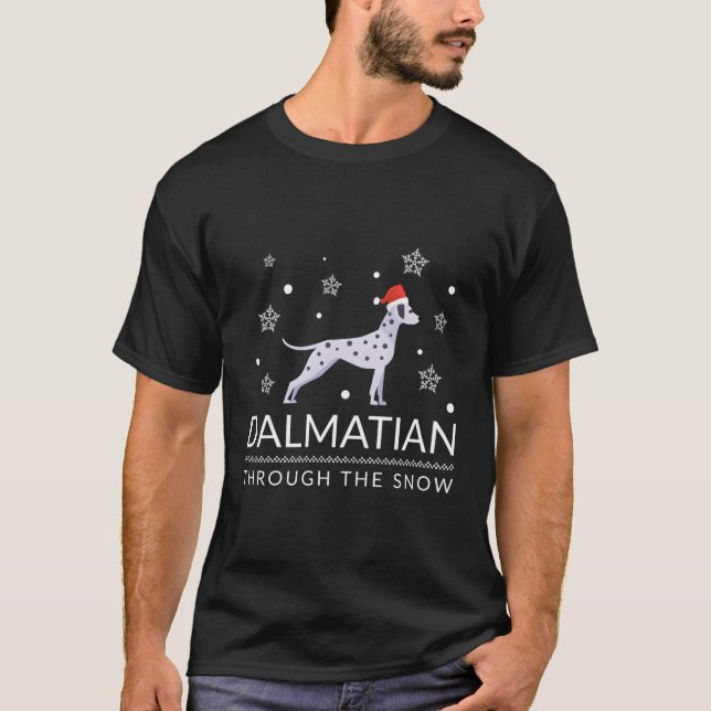 Camiseta Dalmación A Través Del Diseño De Nieve Para Navida (Anverso)