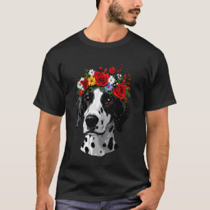 Camiseta Dálmata con arte de corona floral