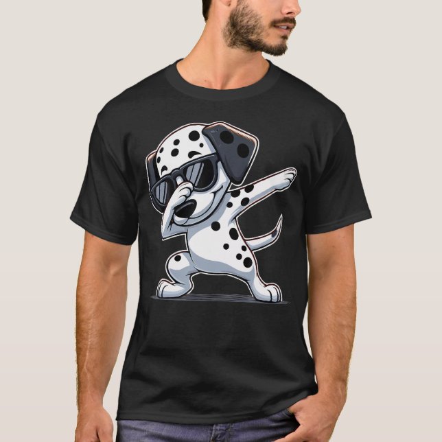 Camiseta Dalmata haciendo Dab divertido perro baile Dalmata (Anverso)