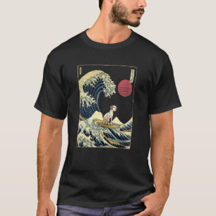 Camiseta Dálmata Ola de Kanagawa Japonés Perro Surfista
