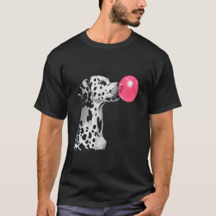 Camiseta Dálmata Perro Divertido Soplando Chicle Rosa