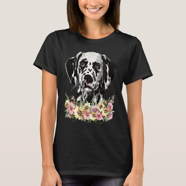 Camiseta Dálmata  Perro  Floral (Anverso)