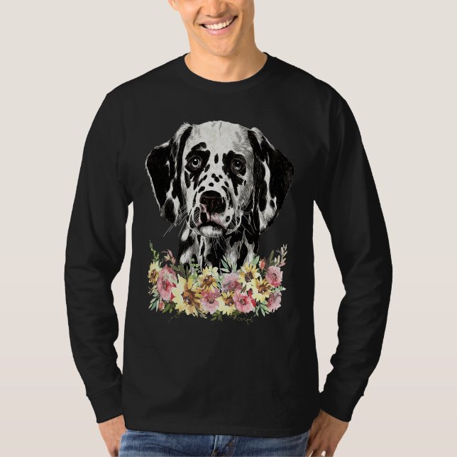 Camiseta Dálmata  Perro  Floral (Anverso)
