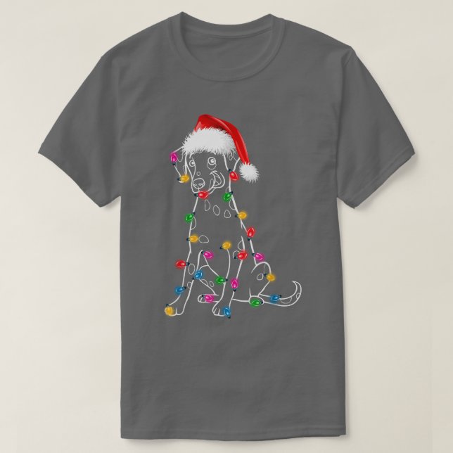 Camiseta Dalmatian con luces Santa Hat XMAS Diversión (Diseño del anverso)