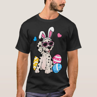 Camiseta Dalmatian Dog Bunny Ears Sunglasses Easter Day