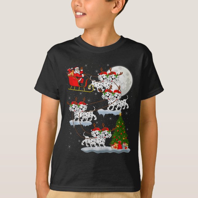 Camiseta Dalmatian Dog Santa Sleigh Flying Funny Magical Ch (Anverso)