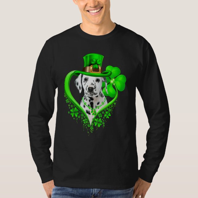 Camiseta Dalmatian Dog St Patricks Day Lover Irish Shamrock (Anverso)