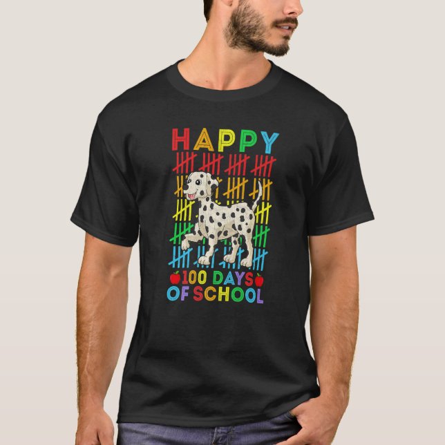 Camiseta Dalmatian Dog Teacher Student Happy 100 Days of Sc (Anverso)