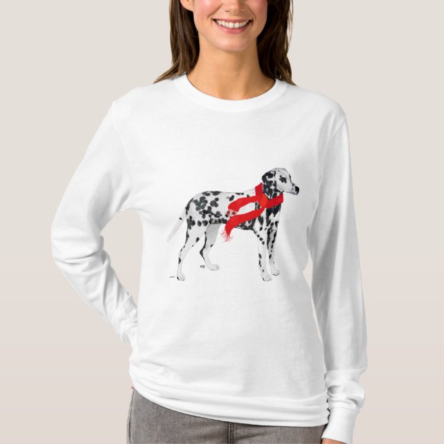 Camiseta Dalmatian en una bufanda roja (Anverso)