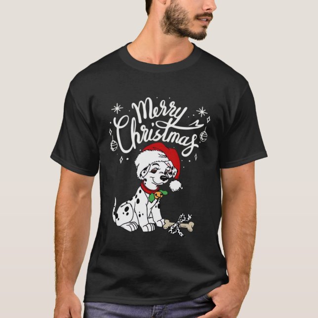 Camiseta Dalmatian Puppy Dog In A Christmas Santa Hat Xmas  (Anverso)