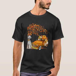 Camiseta Dalmatian Wearing Hat Fall Tree Pickup Truck Pumpk