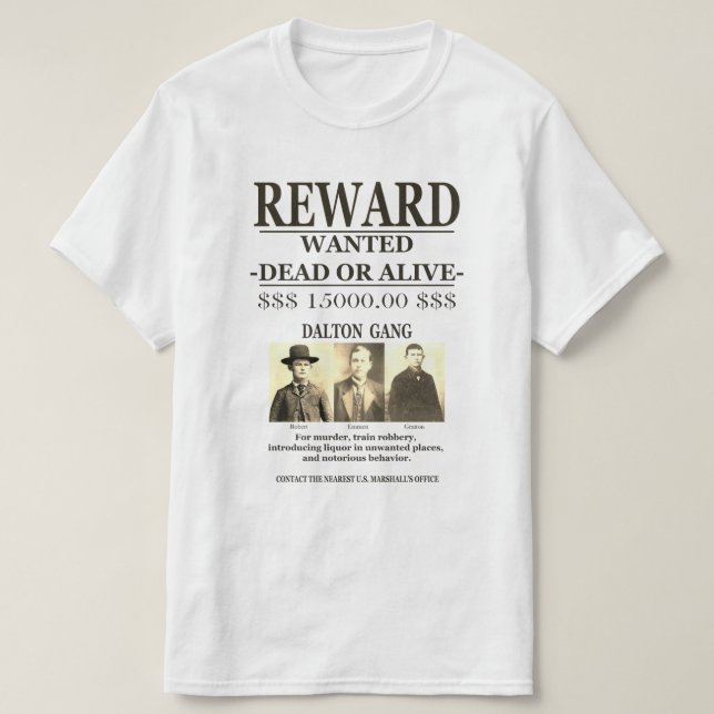 Camiseta Dalton Gang 💰 Rewards Ofrecida A WANTED (Diseño del anverso)