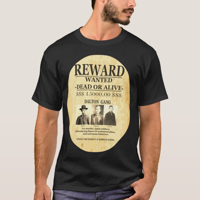 Camiseta Dalton Gang Sepia 💰 Rewards Ofrecida A WANTED (Anverso)