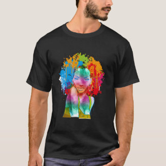 Camiseta Dama Afroamericana Pintura Afro