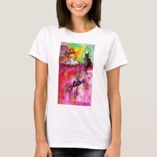Camiseta DAMA CON GATO NEGRO / Mascarada veneciana