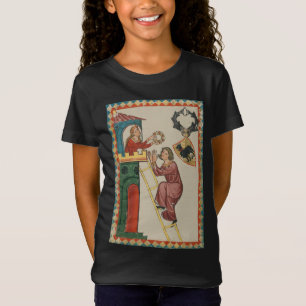 Camiseta Dama dando regalo a pretendiente, siglo XIV