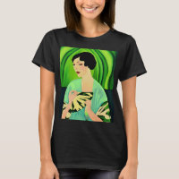Dama de Art Deco con ventilador en verde jade