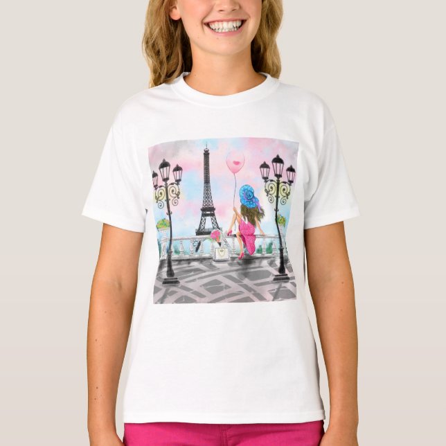 Camiseta Dama de bonito con globo de corazón rosado - Amo P (Anverso)