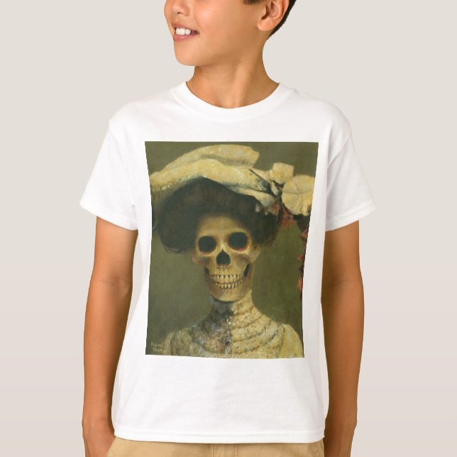 Camiseta Dama de esqueleto gótico vintage (Anverso)