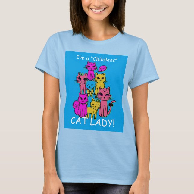 Camiseta Dama de gato sin hijos - Diseño de gato Personaliz (Anverso)
