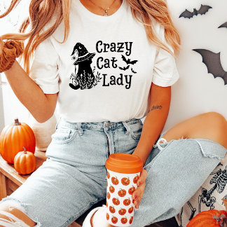 Camiseta Dama de Gatos Locos Gato Negro Halloween