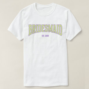 Camiseta Dama de honor a rayas verdes + beige con diseño un