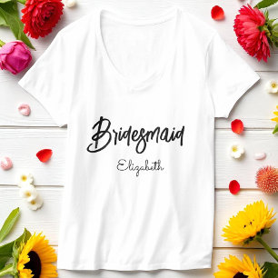 Camiseta Dama de honor Boda Ducha de regalos Negro Blanco