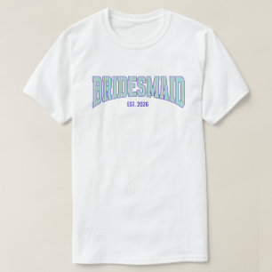 Camiseta Dama de honor de aqua + beige con raya azul marino