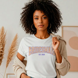 Camiseta Dama de honor de rayas naranja y beige azul marino