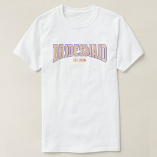 Camiseta Dama de honor de rayas naranja y beige azul marino
