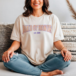 Camiseta Dama de honor de rayas naranja y beige navy 