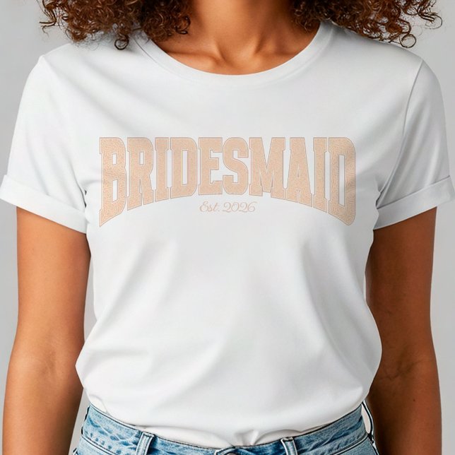 Camiseta Dama de Honor en Encaje Falso de Marfil (Personalize with names, dates, locations or events)