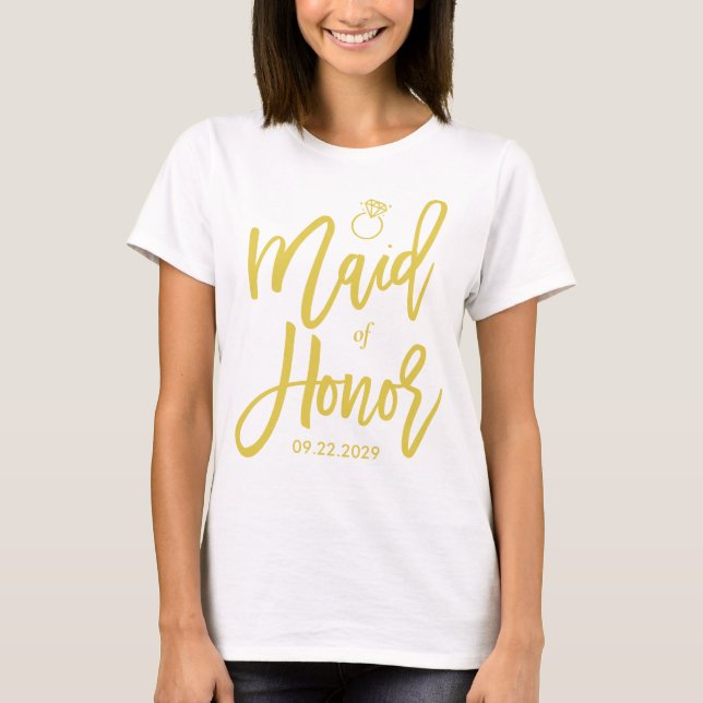 Camiseta Dama de Honor Isla Citrus Amarillo Verde Con Fecha (Anverso)