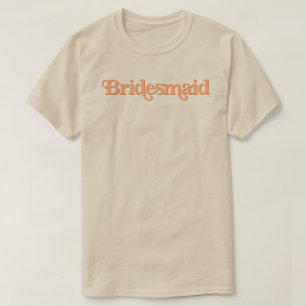 Camiseta Dama de honor naranja quemada con tema retro de lo
