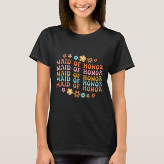 Camiseta Dama de Honor Retro Groovy Bridal Fiesta Compañera
