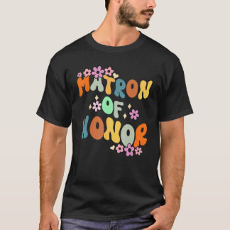 Camiseta Dama De Honor Retro Groovy Damas De Honor Despedid
