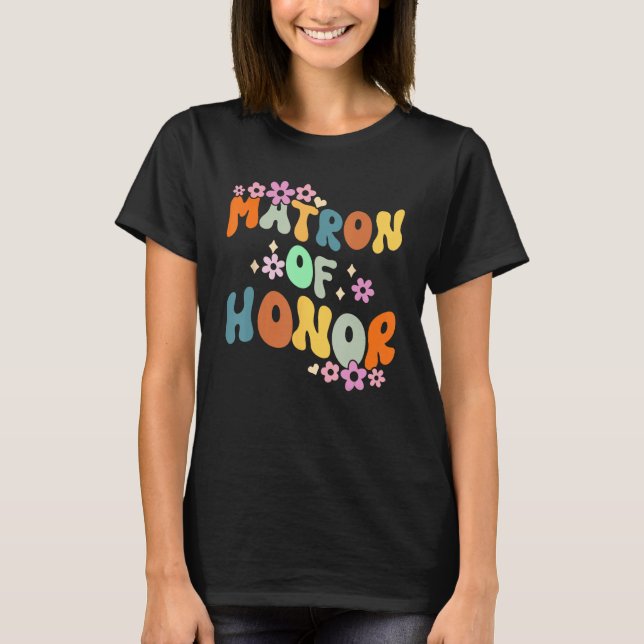 Camiseta Dama De Honor Retro Groovy Damas De Honor Despedid (Anverso)
