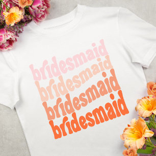 Camiseta Dama de honor retro naranja boho 