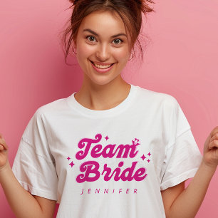 Camiseta Dama de Honor Rosa Team Bride Despedida de Soltera