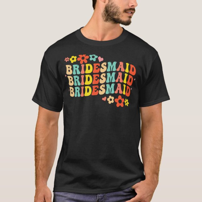 Camiseta Dama de honor Squad de boda Desfile nupcial Groovy (Anverso)