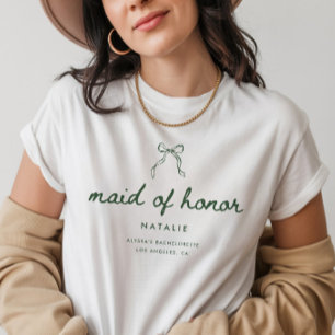 Camiseta Dama de Honor Verde Coquette Nombre Despedida de S