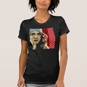 Camiseta Dama de los años 20 con sombrero azul Pop Art