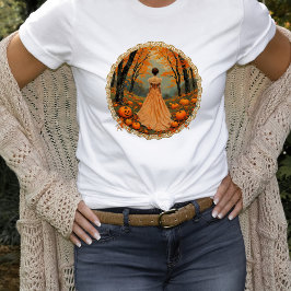 Camiseta Dama de otoño en encaje de calabaza forestal